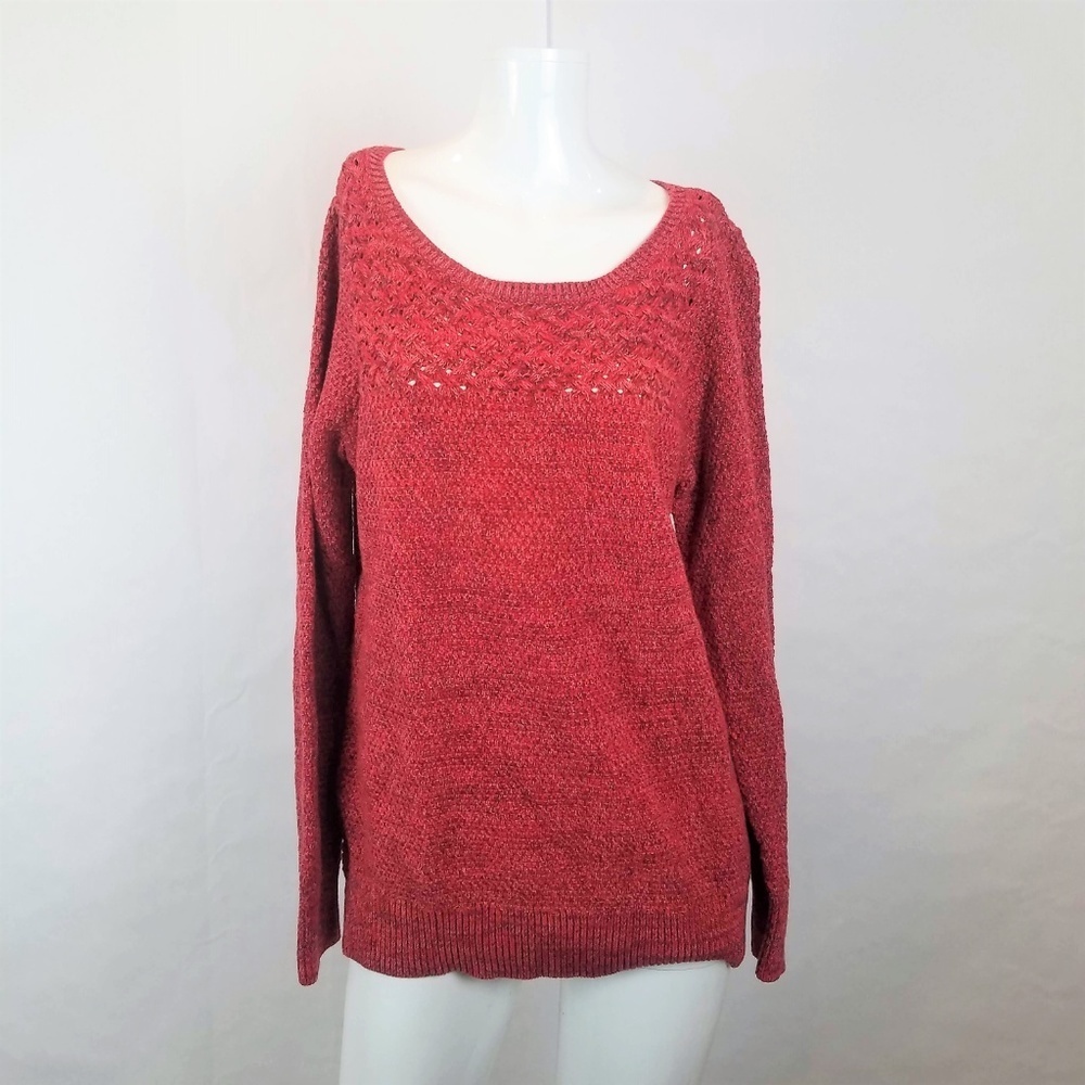 Ann Taylor LOFT Orange Speckled Firecracker Crochet Bib Sweater – Size Medium